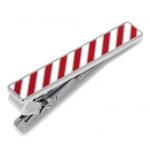 Varsity Stripes Crimson and White Tie Clip.jpg